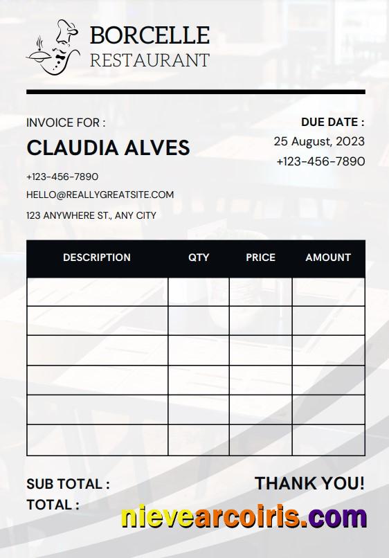Restaurant Invoice